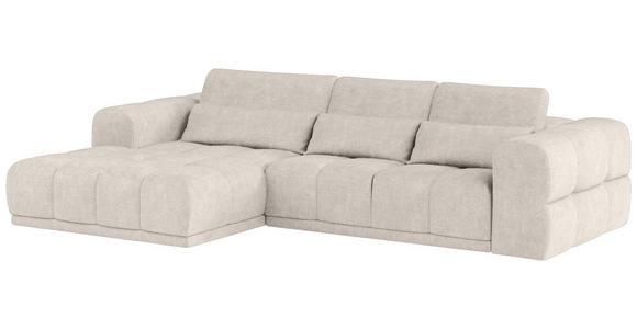 ECKSOFA Sandfarben Chenille  - Sandfarben/Schwarz, KONVENTIONELL, Kunststoff/Textil (203/290cm) - Carryhome