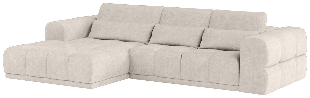 HÖRNSOFFA i chenille sandfärgad  - sandfärgad/svart, Klassisk, textil/plast (203/290cm) - MID.YOU
