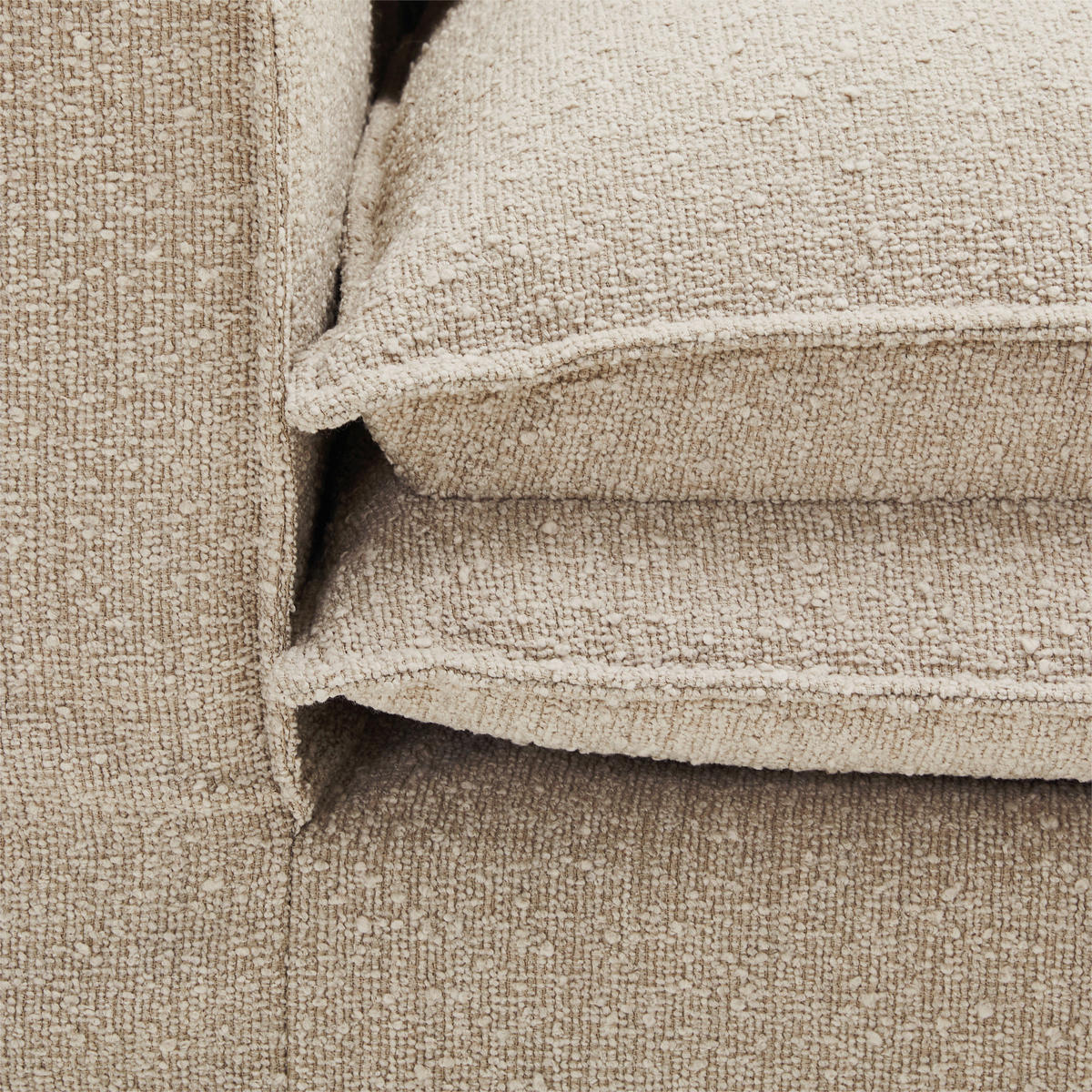 HUSSEN-3-SITZER-SOFA in Bouclé Beige  - Beige/Schwarz, Trend, Kunststoff/Textil (227/92/105cm) - Livetastic