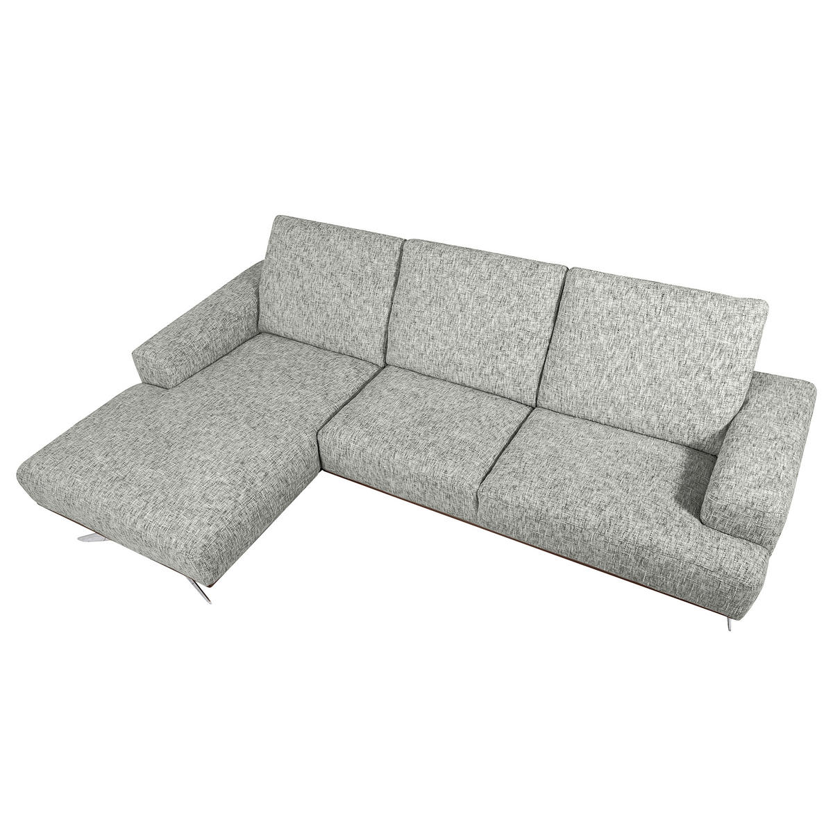 ECKSOFA PORTLAND Grau Struktur Kopfteilverstellung  - Chromfarben/Dunkelbraun, Design, Holz/Textil (187/295cm) - Livetastic