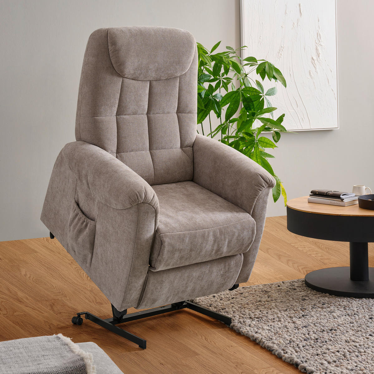 FERNSEHSESSEL in Chenille, Flachgewebe Grau  - Schwarz/Grau, KONVENTIONELL, Kunststoff/Textil (83/113/92cm) - Xora