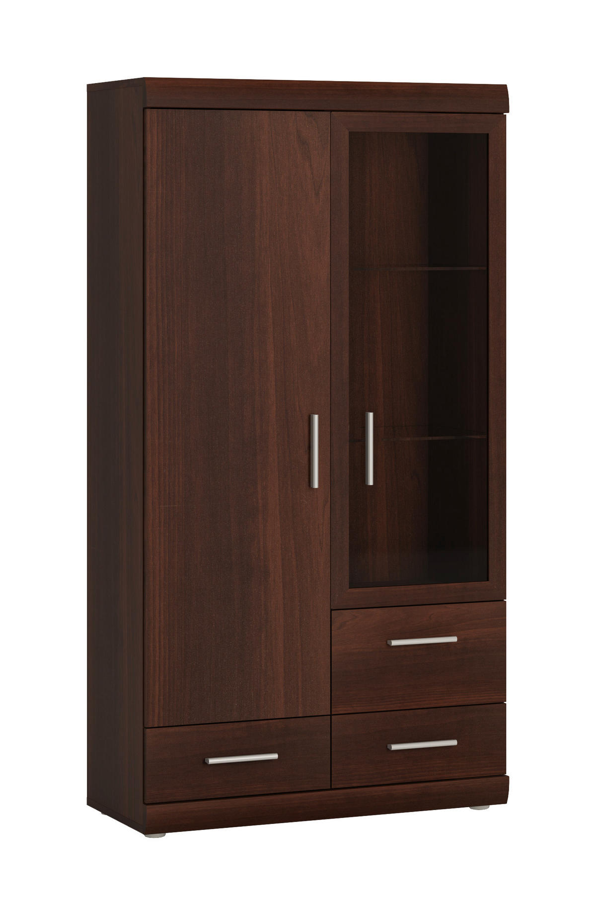 VITRÍNA, barvy vlašských ořechů, 80/152/38 cm - barvy chromu/barvy vlašských ořechů, Konvenční, kompozitní dřevo/plast (80/152/38cm) - Venda