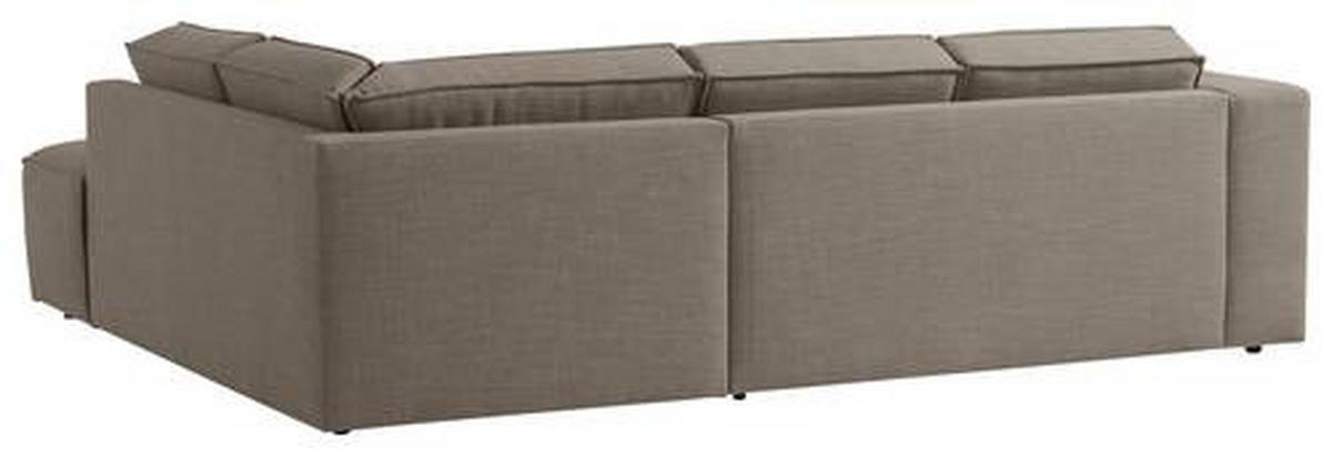 ECKSOFA in Struktur Grau, Taupe  - Taupe/Schwarz, Modern, Kunststoff/Textil (275/220cm) - Trendmanufaktur