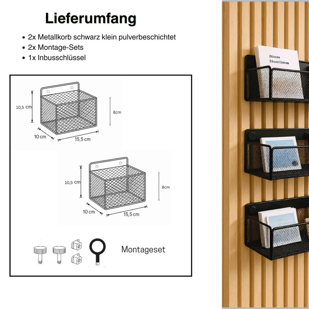 AKUSTIKPANEEL  - Schwarz, Basics, Metall (15,5/10/8cm)