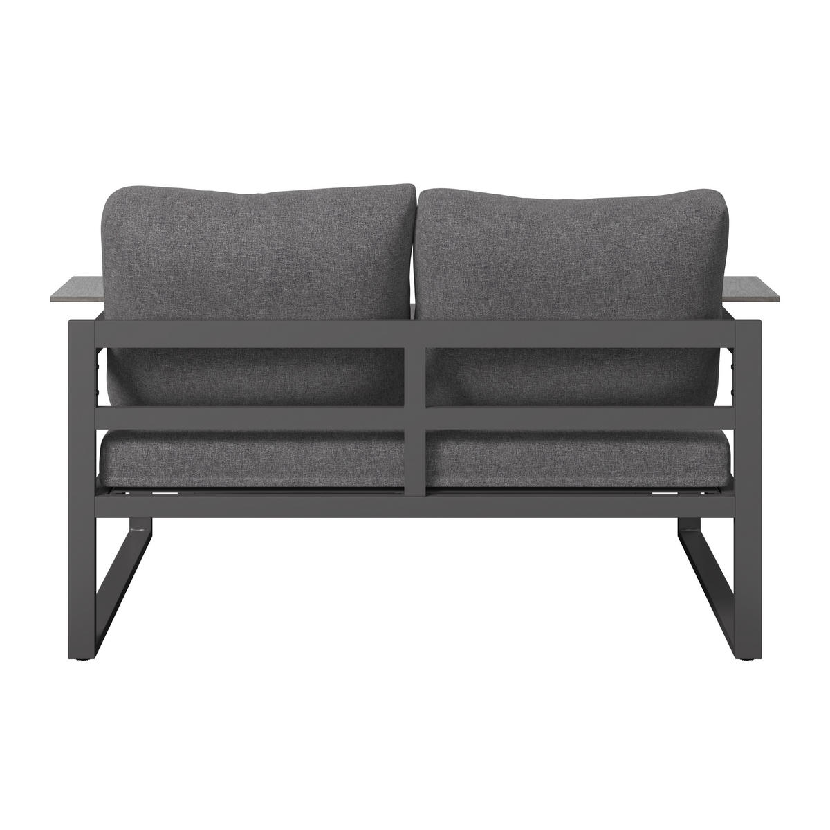 LOUNGEGARNITUR Stahl  - Dunkelgrau/Anthrazit, MODERN, Kunststoff/Textil (155/65/74cm) - Ambia Garden