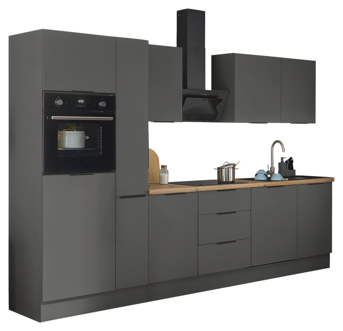 KÜCHENBLOCK   in Graphitfarben  - Schwarz/Graphitfarben, Basics, Holzwerkstoff/Metall (310/211/60cm) - Xora