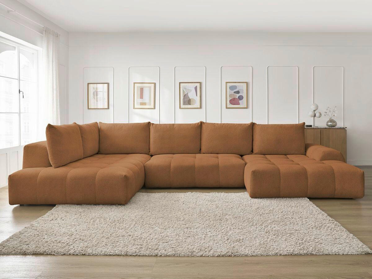 ECKSCHLAFSOFA EVEREST  mit Rücken echt, Armteil links, Armteil rechts Flachgewebe Orange  - Schwarz/Orange, MODERN, Kunststoff/Textil (212/423/198cm)