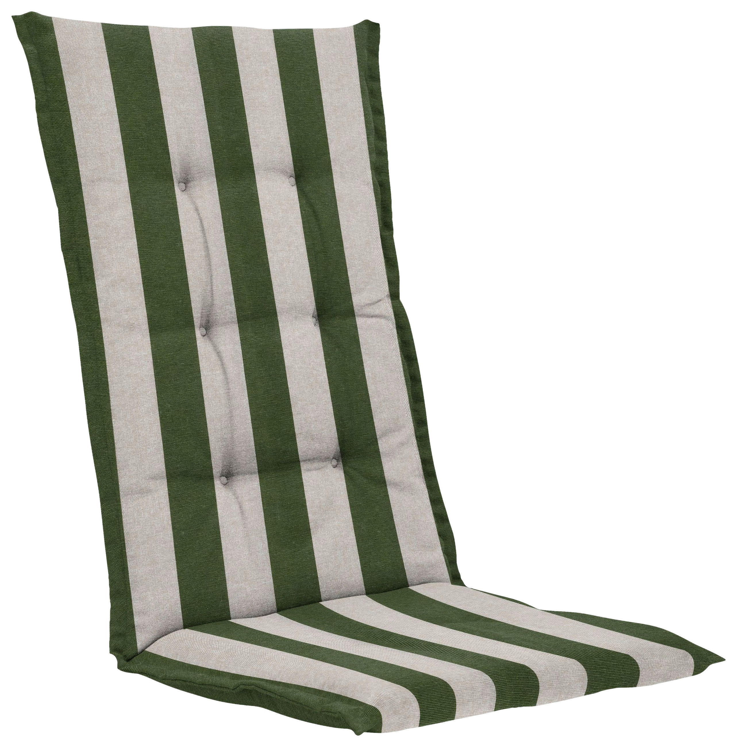 SESSELAUFLAGE Streifen  - Creme/Grün, Basics, Textil (123/5/50cm)