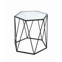 BEISTELLTISCH 46/40/46 cm Leeds Klar, Schwarz sechseckig  - Klar/Schwarz, Design, Glas/Metall (46/40/46cm)