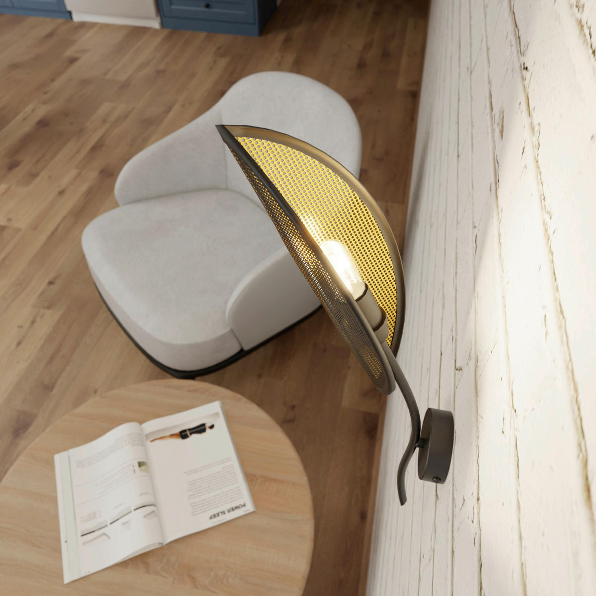 WANDLEUCHTE  12/12/51 cm    - Senfgelb/Schwarz, LIFESTYLE, Textil/Metall (12/12/51cm)