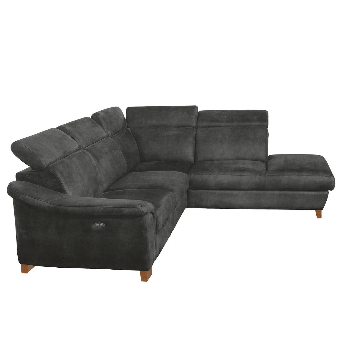 ECKSOFA Mikrofaser Anthrazit  - Anthrazit/Naturfarben, Design, Holz/Textil (276/238cm) - Livetastic
