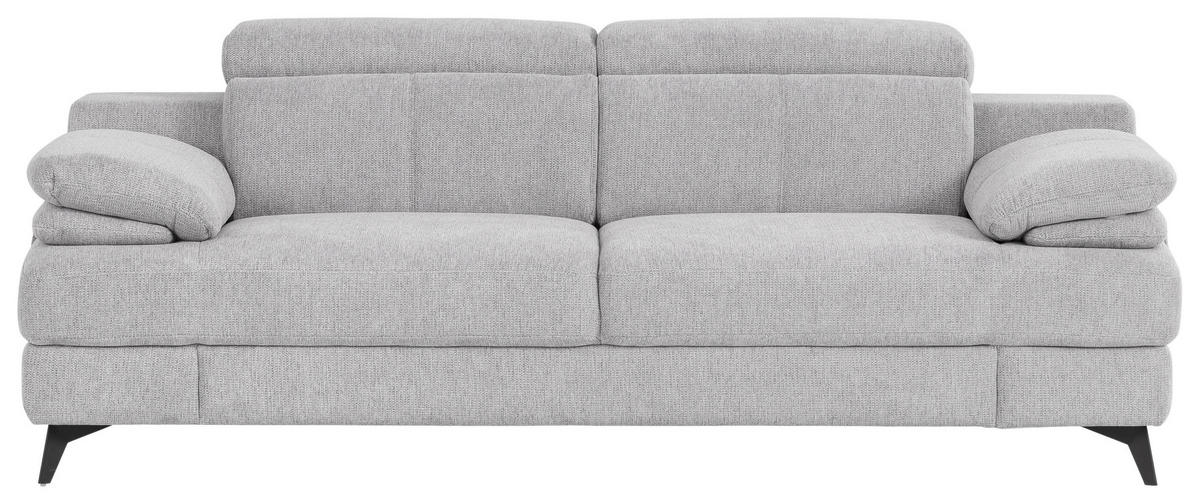 2-SITZER-SOFA in Chenille Silberfarben  - Silberfarben/Schwarz, Design, Textil/Metall (205/80/104cm) - Livetastic