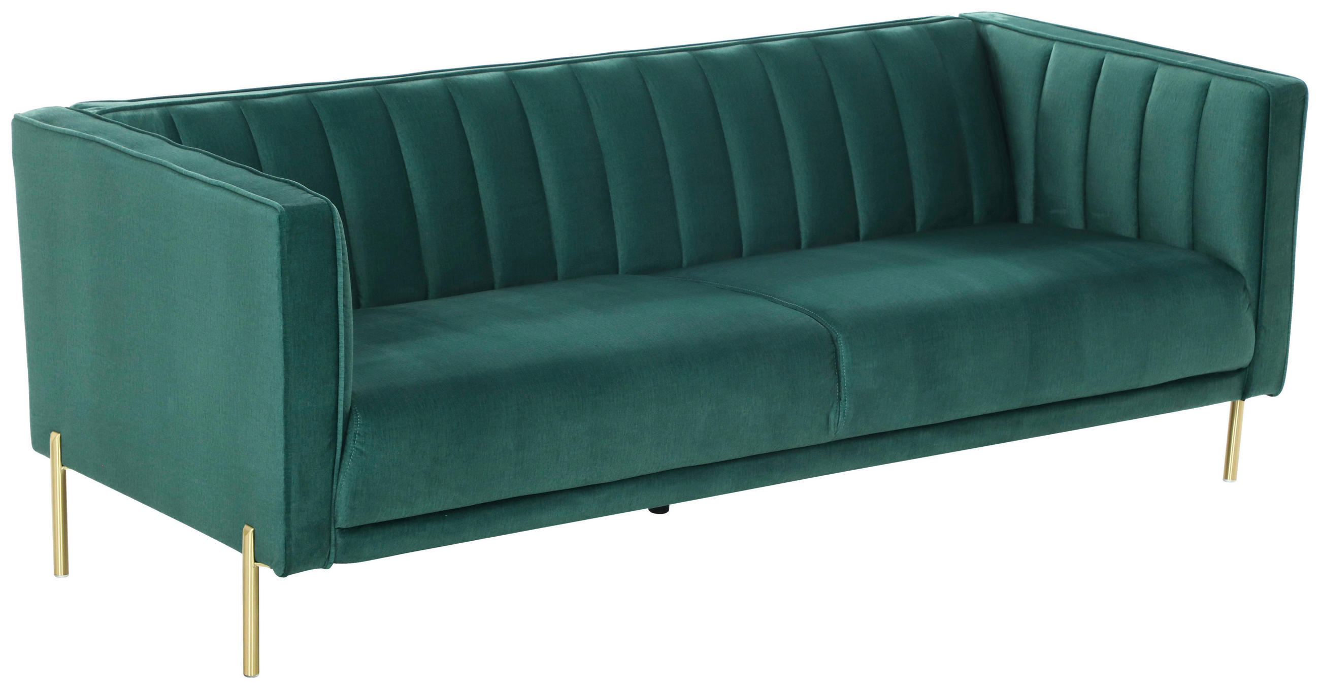 3-SITZER-SOFA Samt Grün  - Goldfarben/Grün, Design, Textil/Metall (204/75/85cm) - Livetastic
