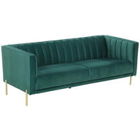 3-SITZER-SOFA Samt Grün  - Goldfarben/Grün, Design, Textil/Metall (204/75/85cm) - Livetastic