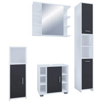 BADEZIMMER 4-teilig  in 120 cm  - Schwarz/Weiß, MODERN, Holzwerkstoff (120cm) - MID.YOU