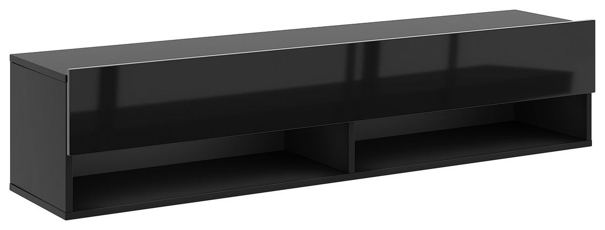 LOWBOARD DERBY  in 140/31,5/32,5 cm  - Schwarz Hochglanz/Schwarz, Design, Holzwerkstoff (140/31,5/32,5cm) - Livetastic