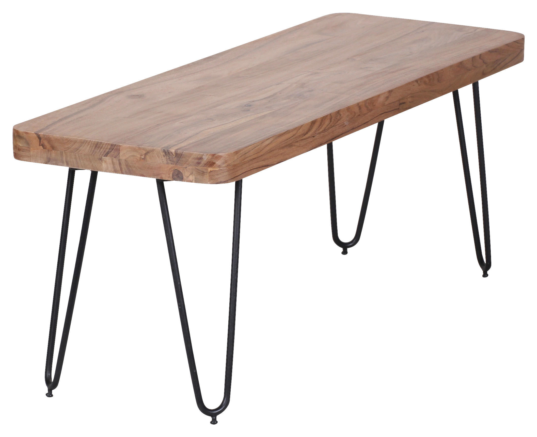KLOP, les barve akacije  - črna/barve akacije, Moderno, kovina/les (160/45/40cm) - MID.YOU