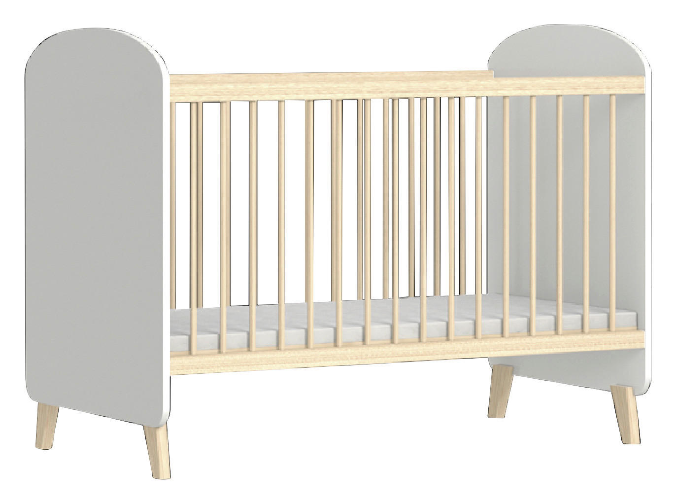 GITTERBETT Colette  124/66/95 cm   - Weiß Hochglanz/Naturfarben, Basics, Holz/Holzwerkstoff (124/66/95cm)