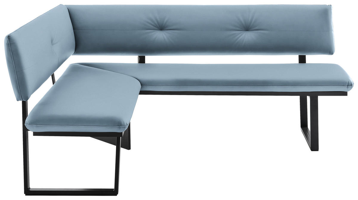 ECKBANK 150/190 cm  in Hellblau  - Schwarz/Hellblau, MODERN, Textil/Metall (150/190cm) - Cantus