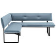 ECKBANK 150/190 cm  in Hellblau  - Schwarz/Hellblau, MODERN, Textil/Metall (150/190cm) - Cantus
