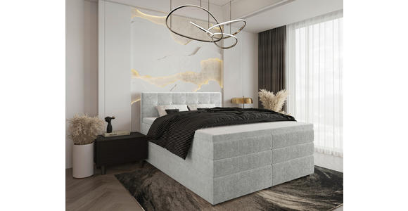 BOXSPRINGBETT 160/200 cm  in Hellgrau  - Hellgrau/Schwarz, KONVENTIONELL, Kunststoff/Textil (160/200cm) - Carryhome
