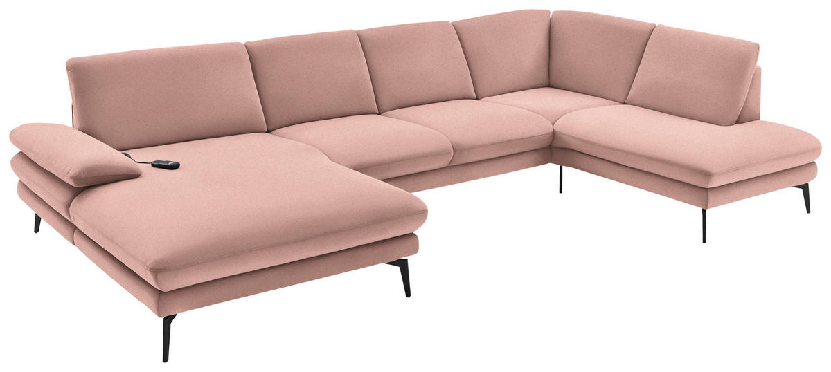 WOHNLANDSCHAFT Altrosa Webstoff  - Schwarz/Altrosa, Design, Textil/Metall (180/344/208cm) - Dieter Knoll
