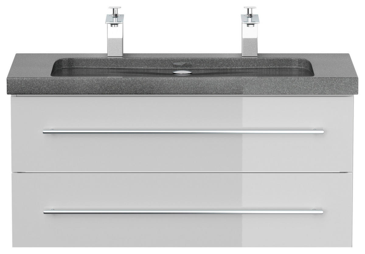 WASCHTISCHKOMBI 100 cm  - Weiß Hochglanz, Basics, Holzwerkstoff/Stein (100cm) - MID.YOU