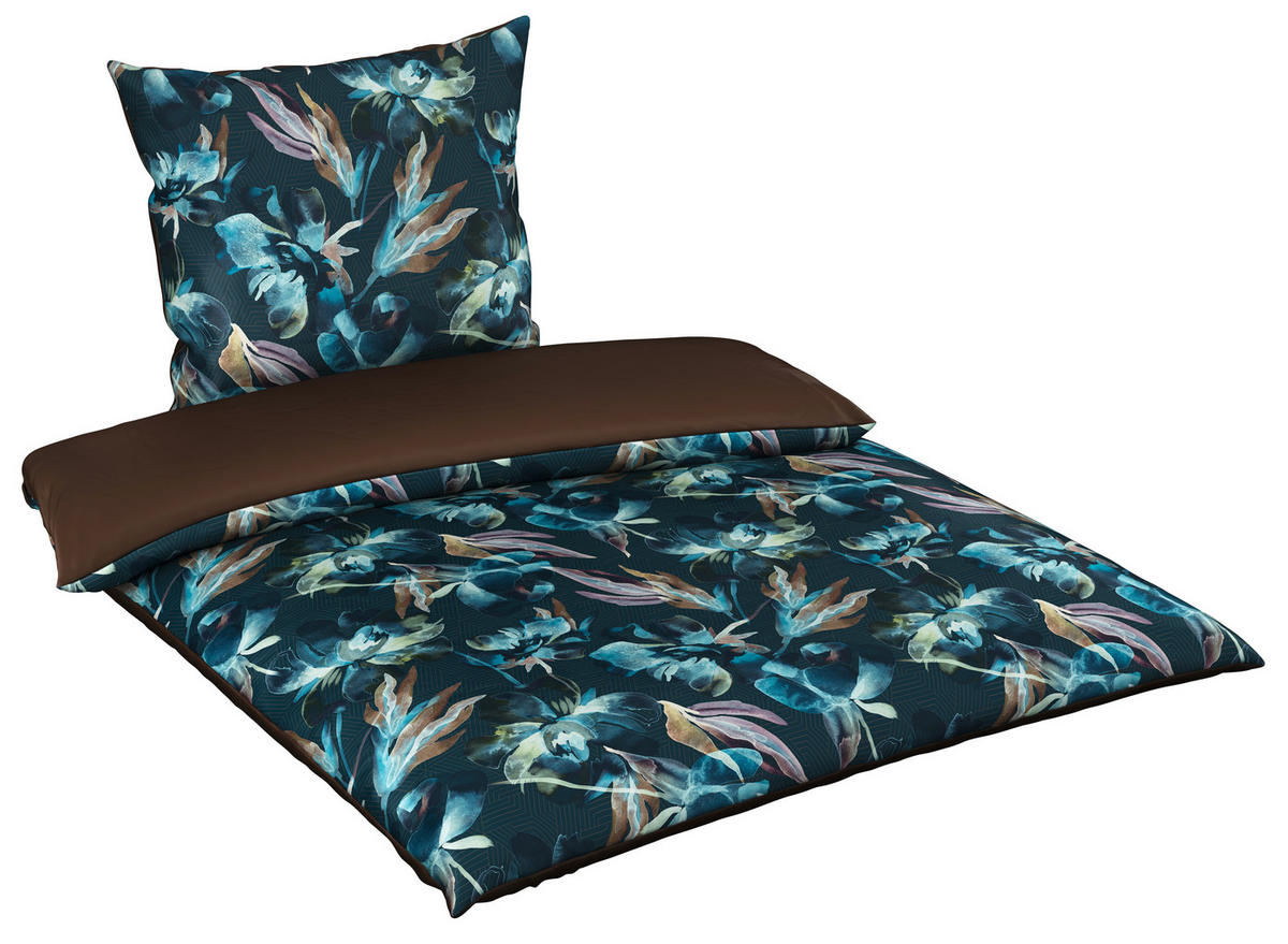 WENDEBETTWÄSCHE HELLA Satin 135/200 cm  - Petrol/Braun, Textil (135/200cm) - Novel