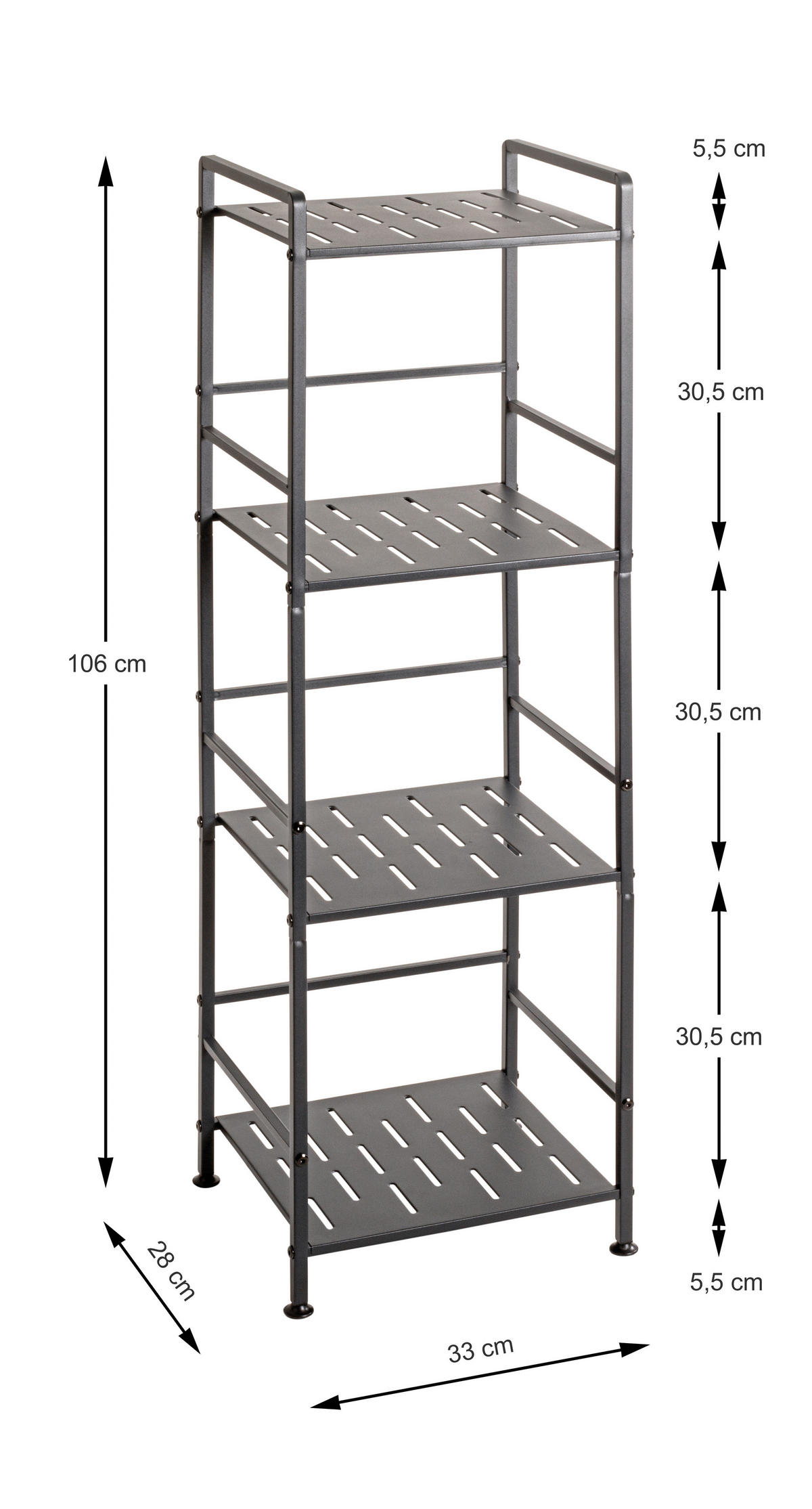 REGAL 33/106/28 cm antracit  - antracit, Design, kovina (33/106/28cm) - MID.YOU
