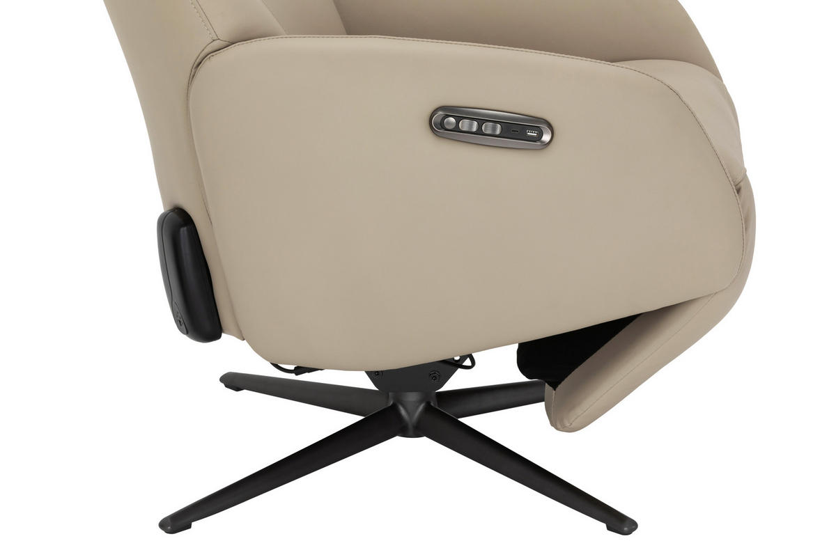 RELAXSESSEL Lederlook Echtleder    - Beige/Schwarz, KONVENTIONELL, Leder/Textil (73/112/86cm) - Livetastic