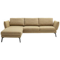 ECKSOFA  in Flachgewebe Gelb Rücken echt, Armteilverstellung, Relaxfunktion, Drehsitzfunktion  175/277 cm  - Gelb/Schwarz, Design, Textil/Metall (175/277cm) - Schöner Wohnen