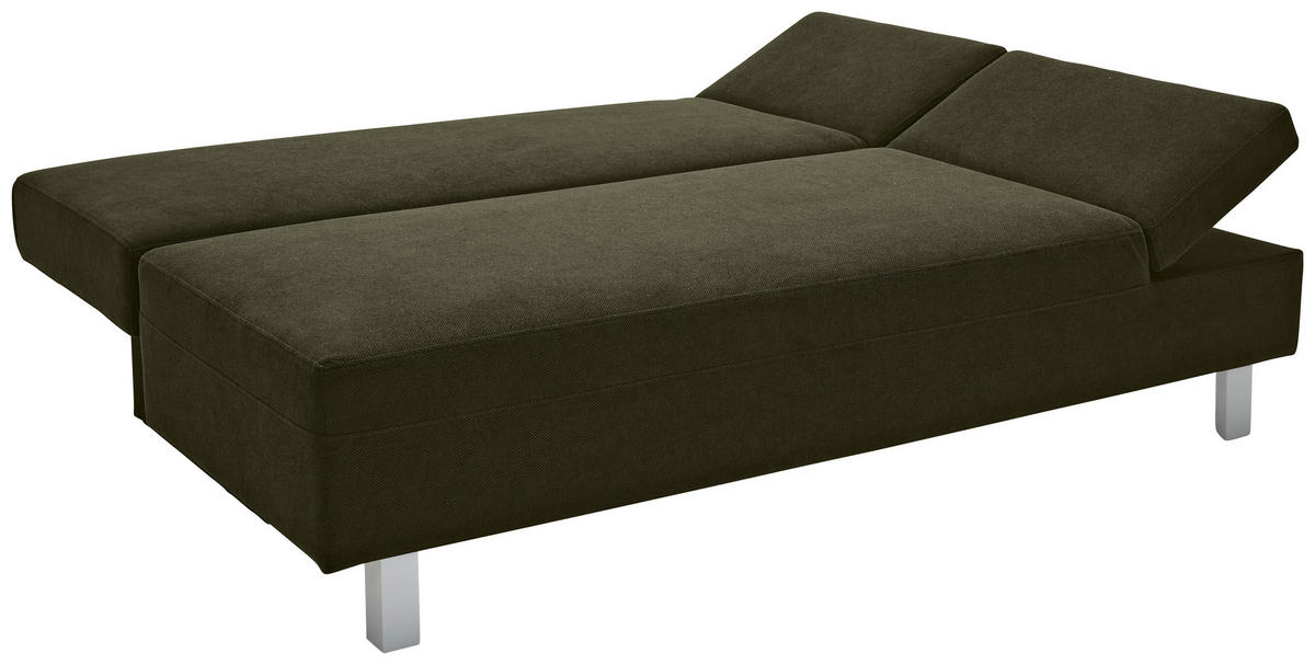 SCHLAFSOFA in Flachgewebe Dunkelgrün  - Chromfarben/Dunkelgrün, Design, Holz/Textil (205/77-93/99cm) - Novel