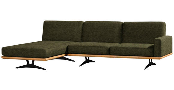 ECKSOFA in Flachgewebe Grün  - Schwarz/Grün, Natur, Textil/Metall (170/326cm) - Valnatura