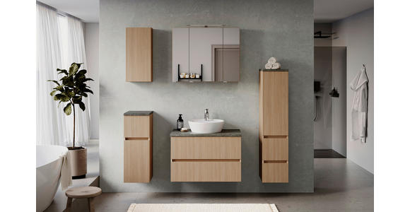 WASCHTISCHKOMBI 80 cm  - Eichefarben/Weiß, KONVENTIONELL, Keramik/Holzwerkstoff (80cm) - Xora