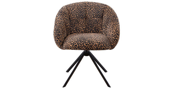 ARMLEHNSTUHL  Sitzfläche 360° drehbar Webstoff  - Hellbraun/Schwarz, Design, Textil/Metall (64/84/65cm) - Novel