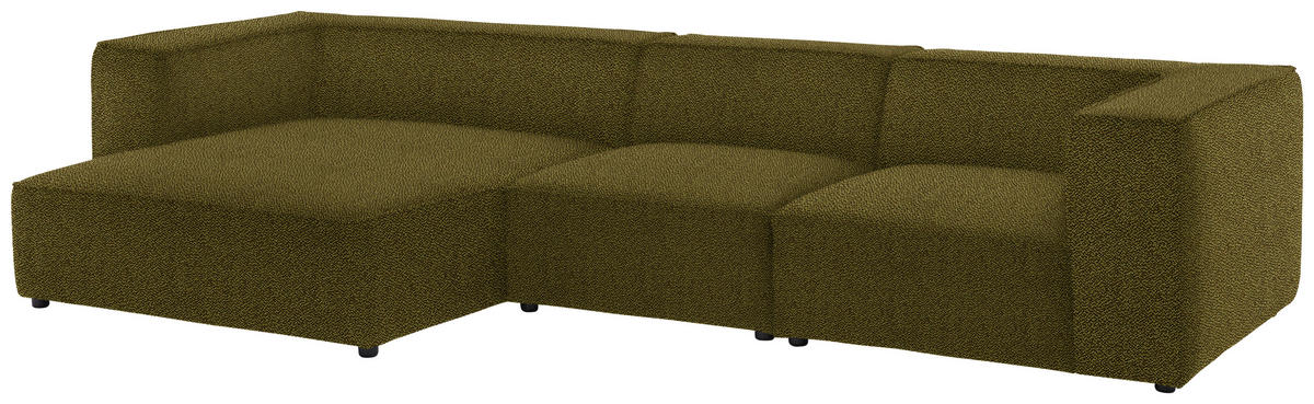 ECKSOFA  in Flachgewebe Khaki  164/341 cm  - Khaki/Schwarz, Design, Kunststoff/Textil (164/341cm) - W.Schillig