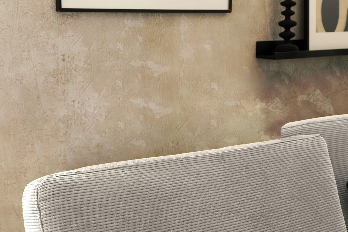 ECKSOFA in Cord Sandfarben  - Sandfarben/Schwarz, Design, Textil/Metall (298/185-209cm) - Pure Home Lifestyle