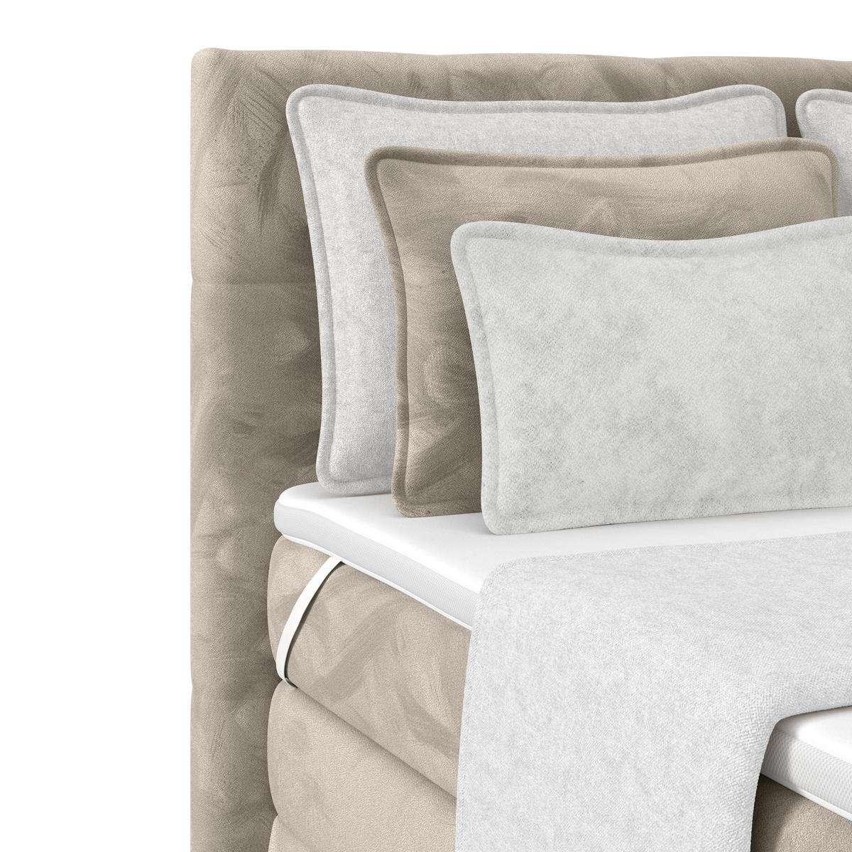 BOXSPRINGBETT 140/200 cm,  in Taupe, gepolstertes Kopfteil, Bettkasten, Topper, Matratzen, H2 + H2 = mittel  - Taupe, KONVENTIONELL, Holz/Holzwerkstoff (140/200cm) - Luca Bessoni