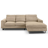 ECKSOFA BOLIVIA in Cord Beige  276/183 cm  - Beige/Schwarz, Basics, Holzwerkstoff/Textil (276/183cm) - MID.YOU