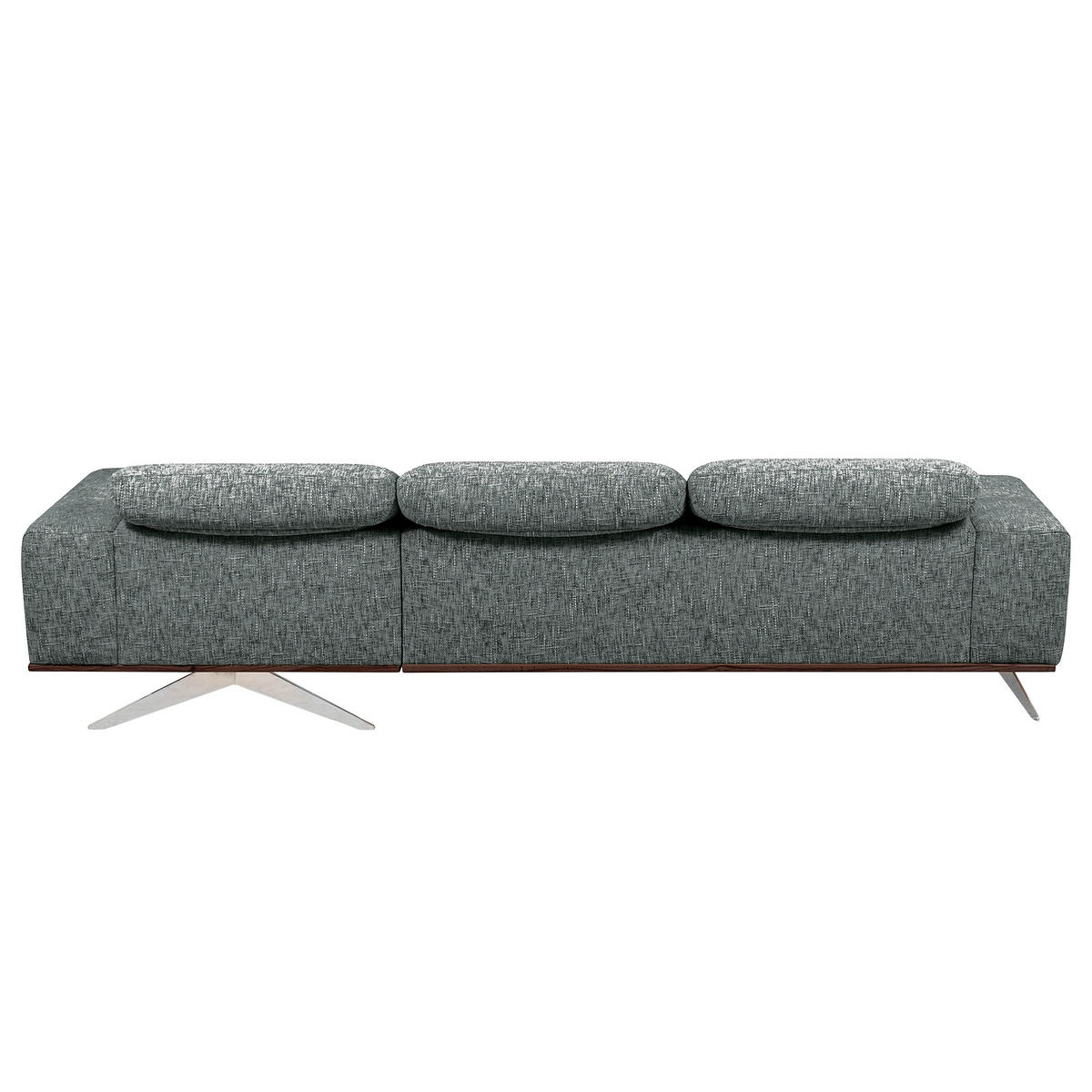 ECKSOFA PORTLAND Anthrazit Struktur Kopfteilverstellung  - Chromfarben/Dunkelbraun, Design, Holz/Textil (295/187cm) - Livetastic