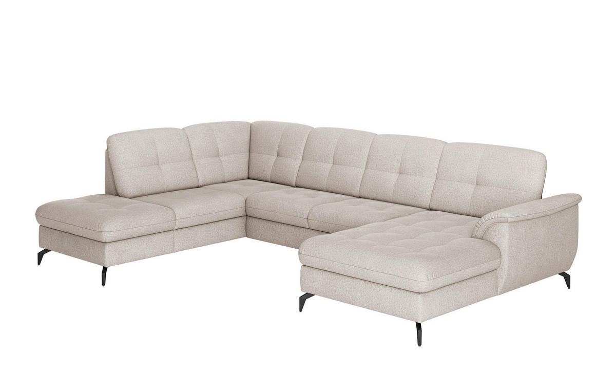 WOHNLANDSCHAFT Greige Flachgewebe  - Greige/Schwarz, MODERN, Textil/Metall (212/319/164cm) - Sit & More
