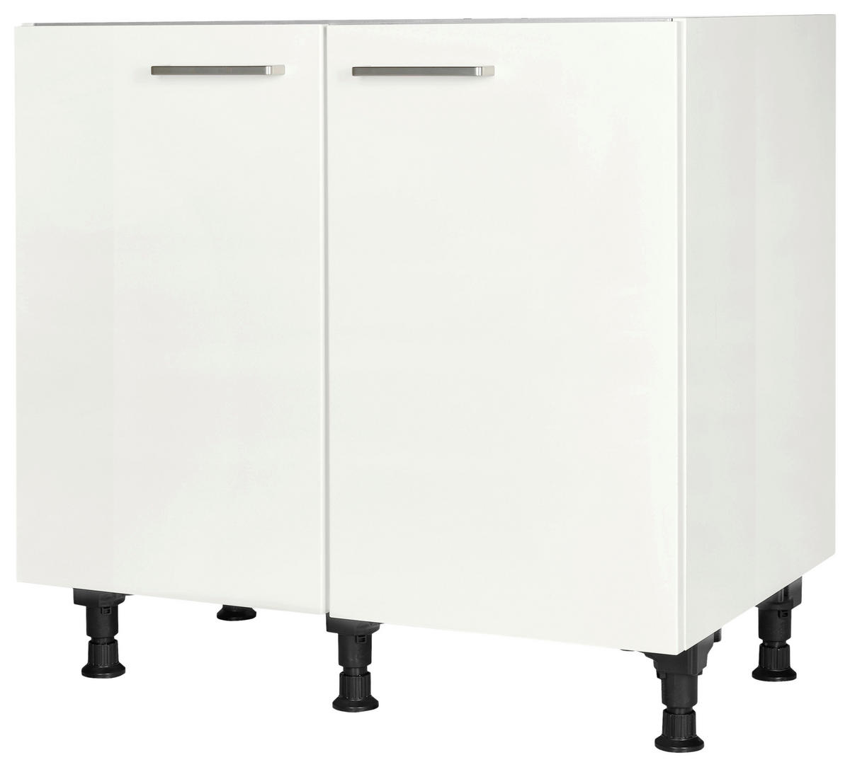 SPÜLENUNTERSCHRANK 90/87/56 cm  in Weiß Hochglanz  - Edelstahlfarben/Weiß Hochglanz, MODERN, Holzwerkstoff/Metall (90/87/56cm) - Nobilia