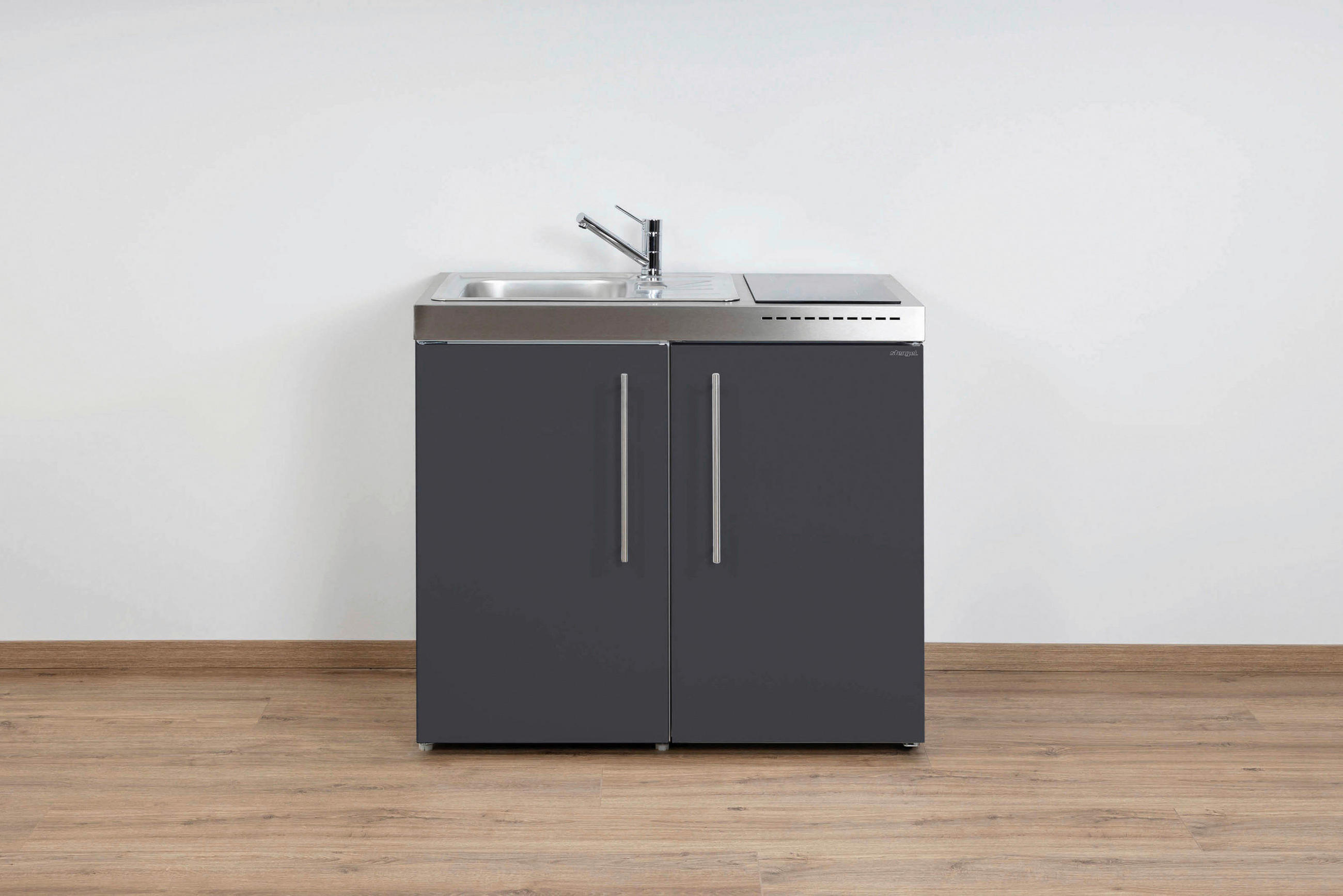 MINIKÜCHE  100/89/60 cm  in Schieferfarben  - Schieferfarben/Edelstahlfarben, Basics, Metall (100/89/60cm)