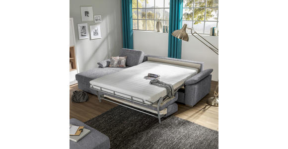 ECKSOFA in Flachgewebe Grau - Chromfarben/Grau, KONVENTIONELL, Textil/Metall (176/285cm) - Novel