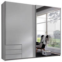 OMARA Z DRSNIMI VRATI, bela  - bela/barve aluminija, Moderno, kovina/leseni material (225/210/65cm) - Hom`in