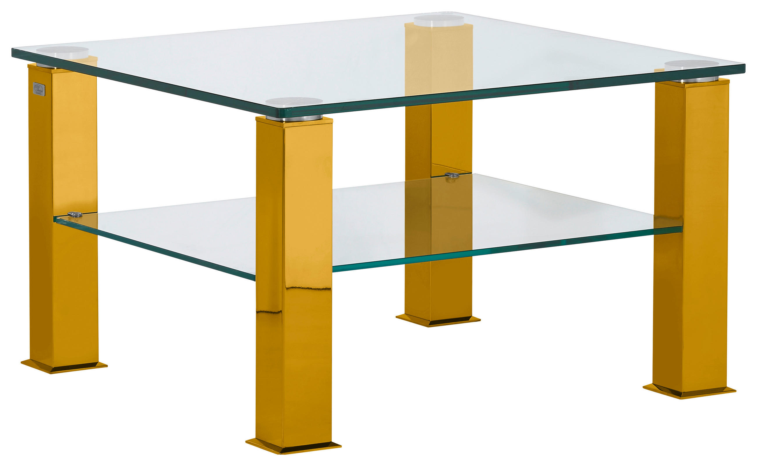 COUCHTISCH in Metall, Glas 75/75/42,5 cm  - Currygelb, Design, Glas/Kunststoff (75/75/42,5cm)