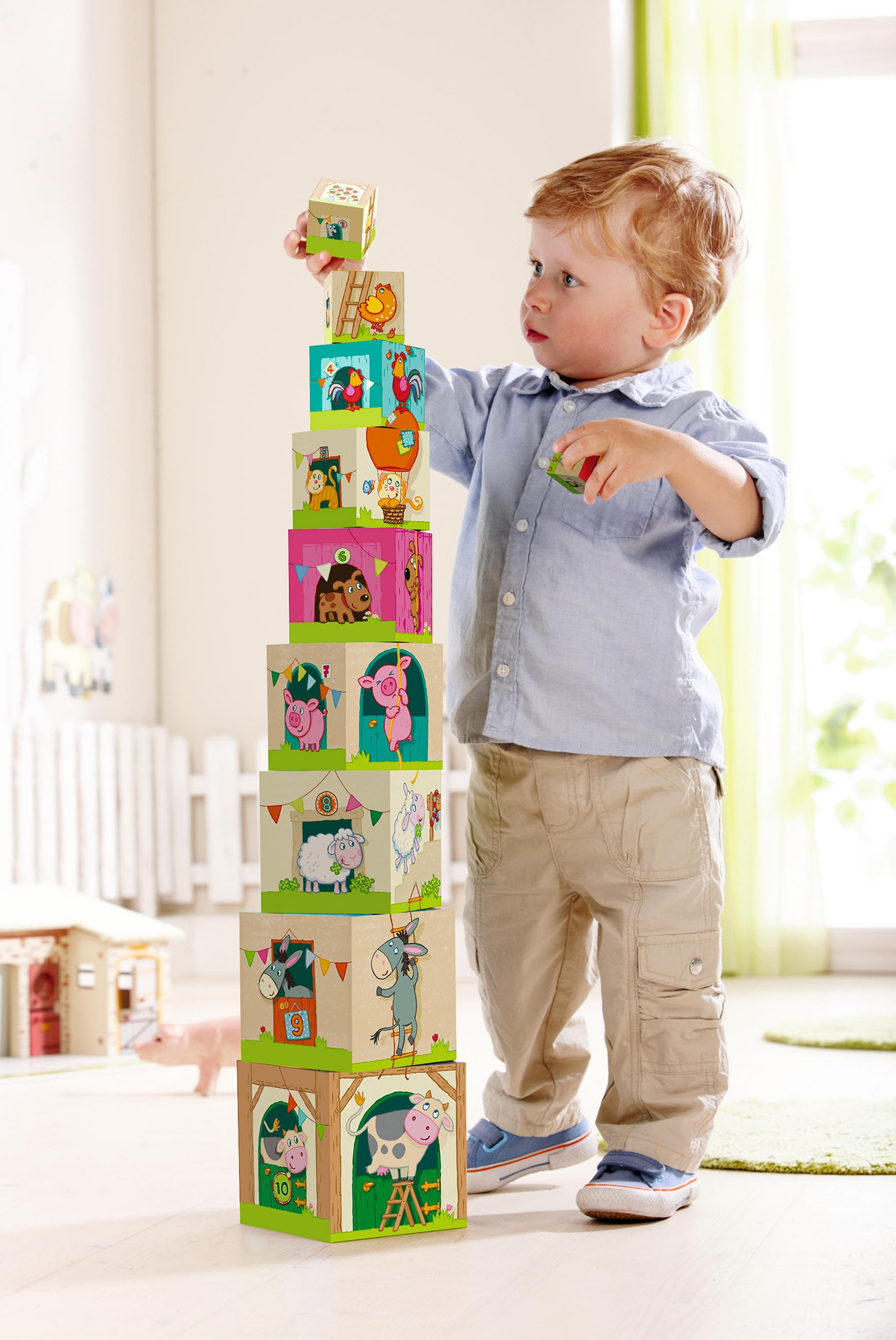 STAPELWÜRFEL - Multicolor, Basics, Karton/Naturmaterialien (14,4/14,4/14,1cm) - Haba