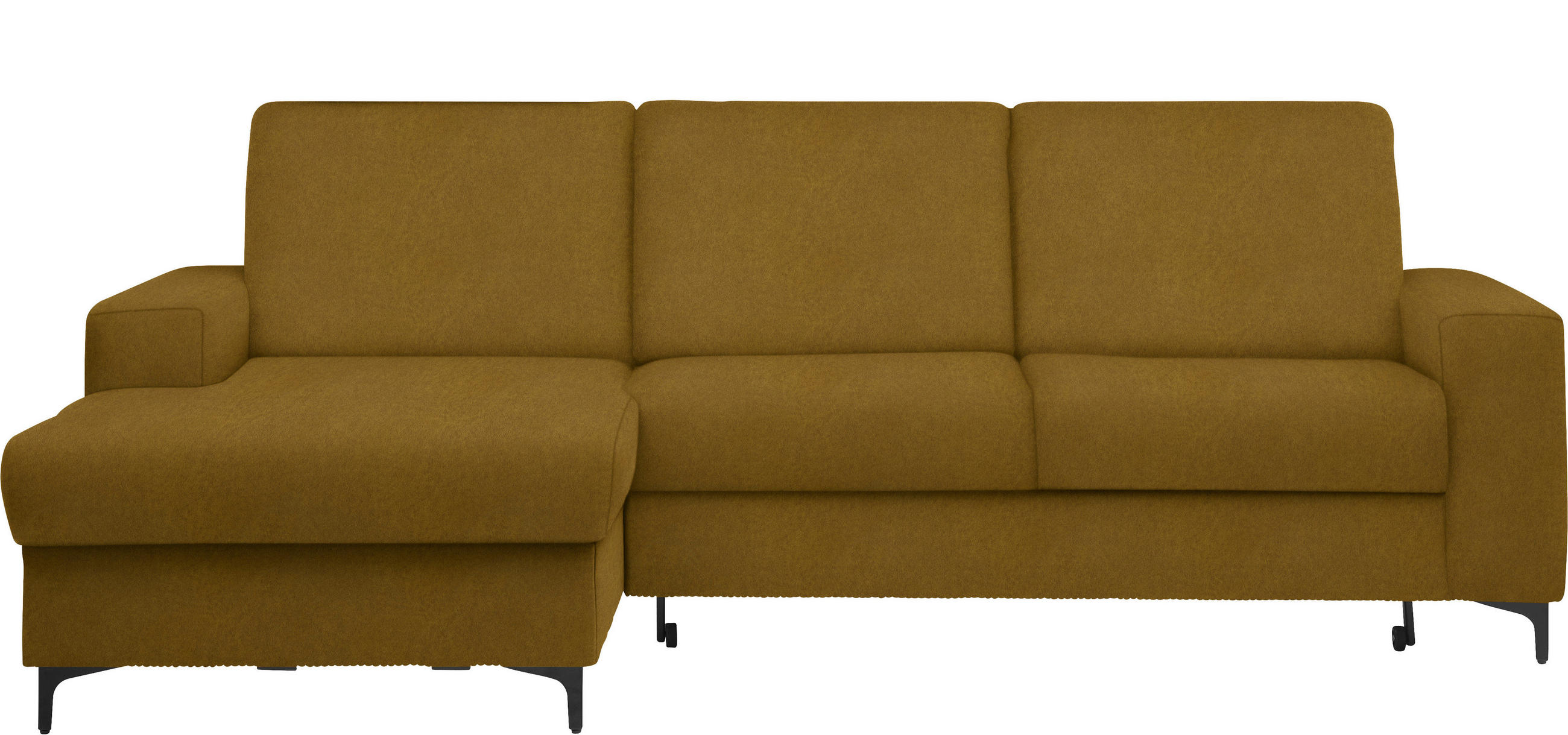 ECKSOFA in Velours Gelb  - Gelb/Schwarz, Konventionell, Textil/Metall (167/247cm) - Stylife