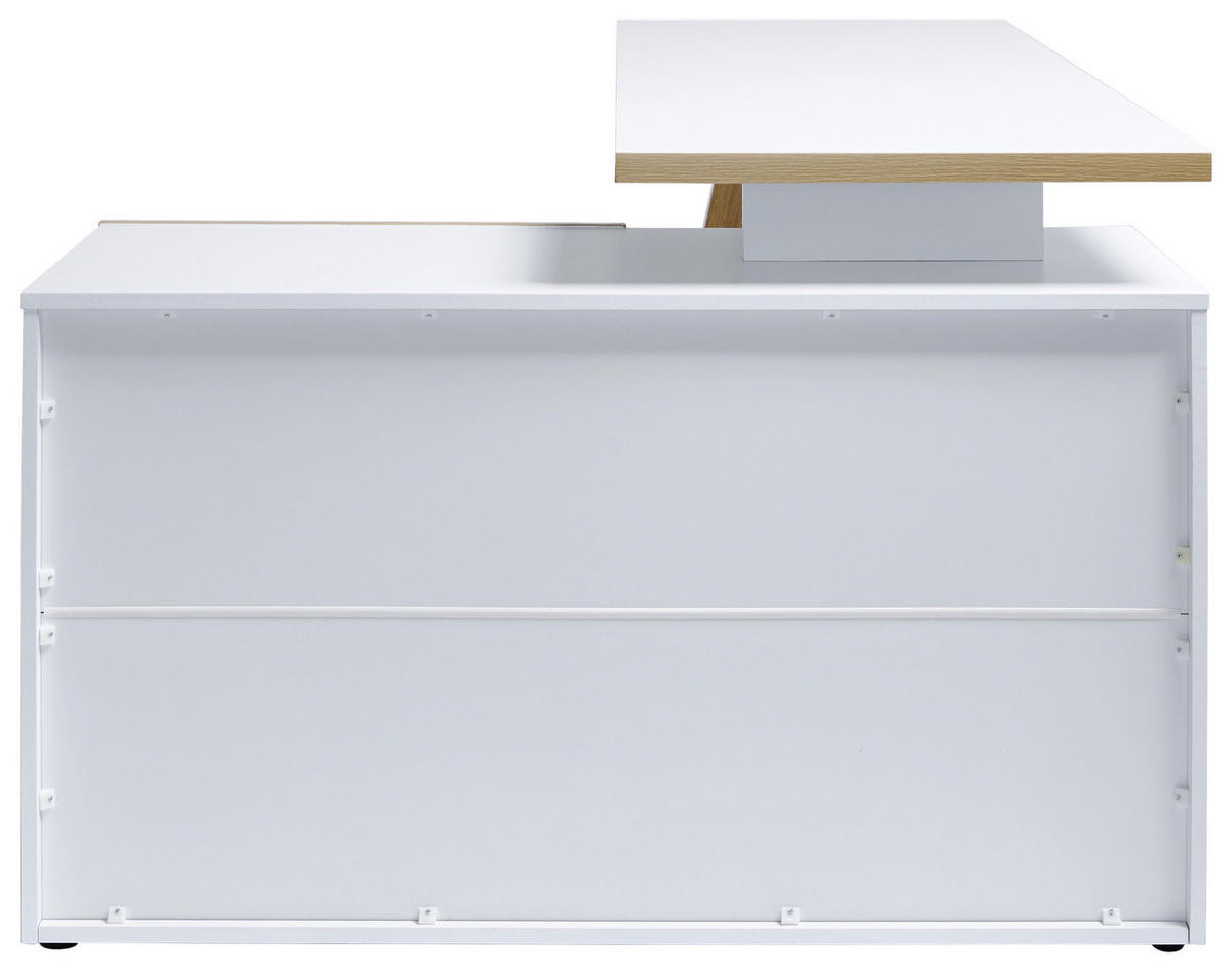 ECKSCHREIBTISCH 140/110/76 cm  in Eichefarben, Weiss  - Weiss/Eichefarben, Design, Holzwerkstoff (140/110/76cm)