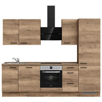 BUCĂTĂRIE FĂRĂ ELECTROCASNICE  - stejar închis la culoare/negru, Modern, metal/material pe bază de lemn (270cm) - Nobilia